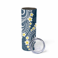 Plumeria With Blue Polynesian Tattoo Pattern Skinny Tumbler LT05 - Polynesian Pride