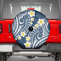 Plumeria With Blue Polynesian Tattoo Pattern Spare Tire Cover LT05 - Polynesian Pride