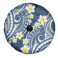 Plumeria With Blue Polynesian Tattoo Pattern Spare Tire Cover LT05 - Polynesian Pride