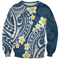 Plumeria With Blue Polynesian Tattoo Pattern Sweatshirt LT05 Unisex Blue - Polynesian Pride