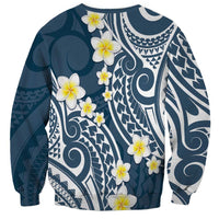Plumeria With Blue Polynesian Tattoo Pattern Sweatshirt LT05 - Polynesian Pride