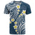 Plumeria With Blue Polynesian Tattoo Pattern T Shirt