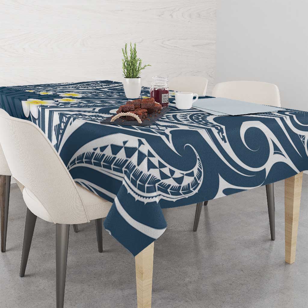 Plumeria With Blue Polynesian Tattoo Pattern Tablecloth LT05 - Polynesian Pride