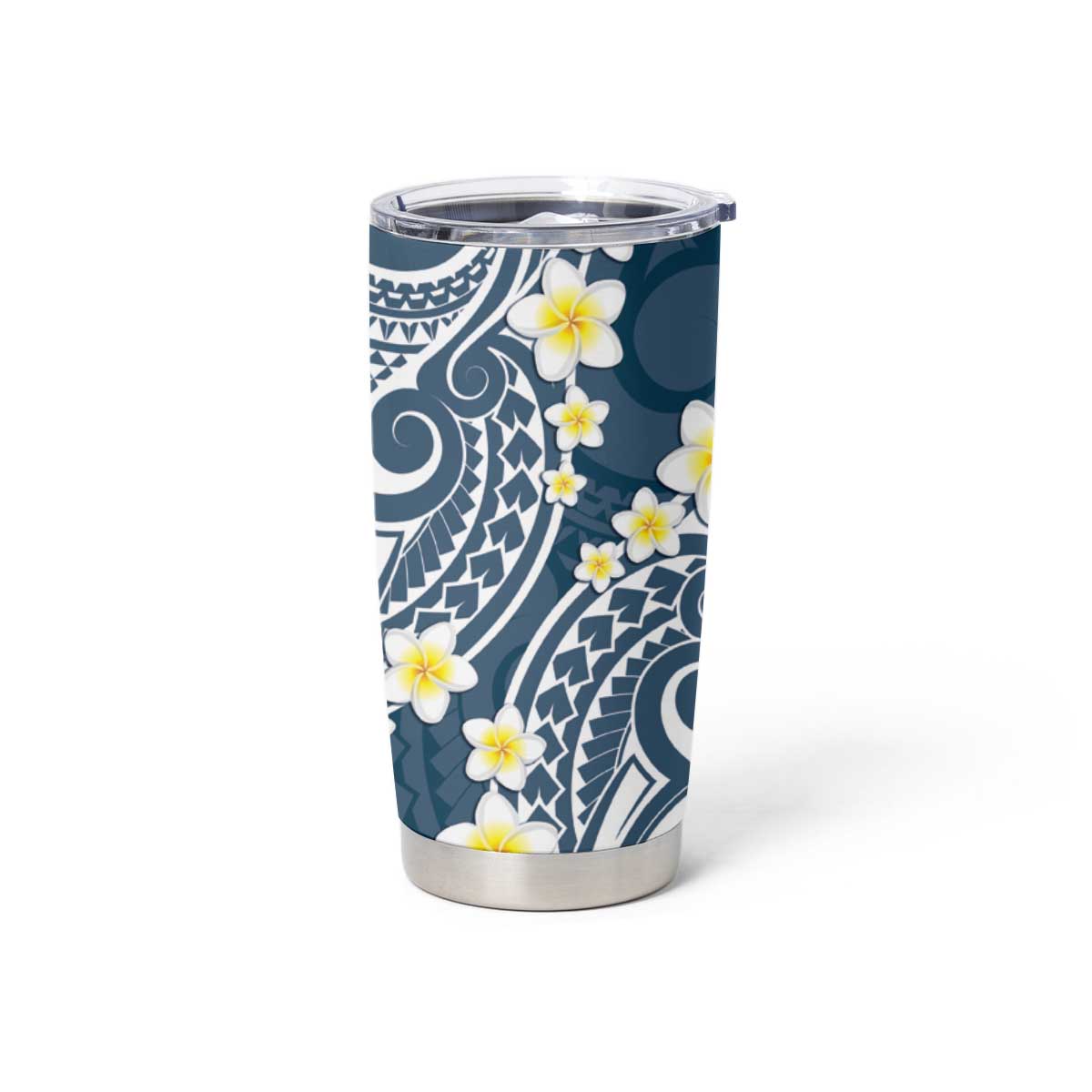Plumeria With Blue Polynesian Tattoo Pattern Tumbler Cup LT05 - Polynesian Pride