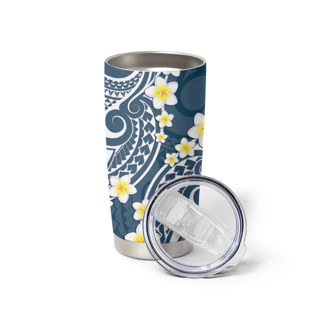 Plumeria With Blue Polynesian Tattoo Pattern Tumbler Cup LT05 - Polynesian Pride