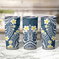 Plumeria With Blue Polynesian Tattoo Pattern Tumbler Cup LT05 - Polynesian Pride