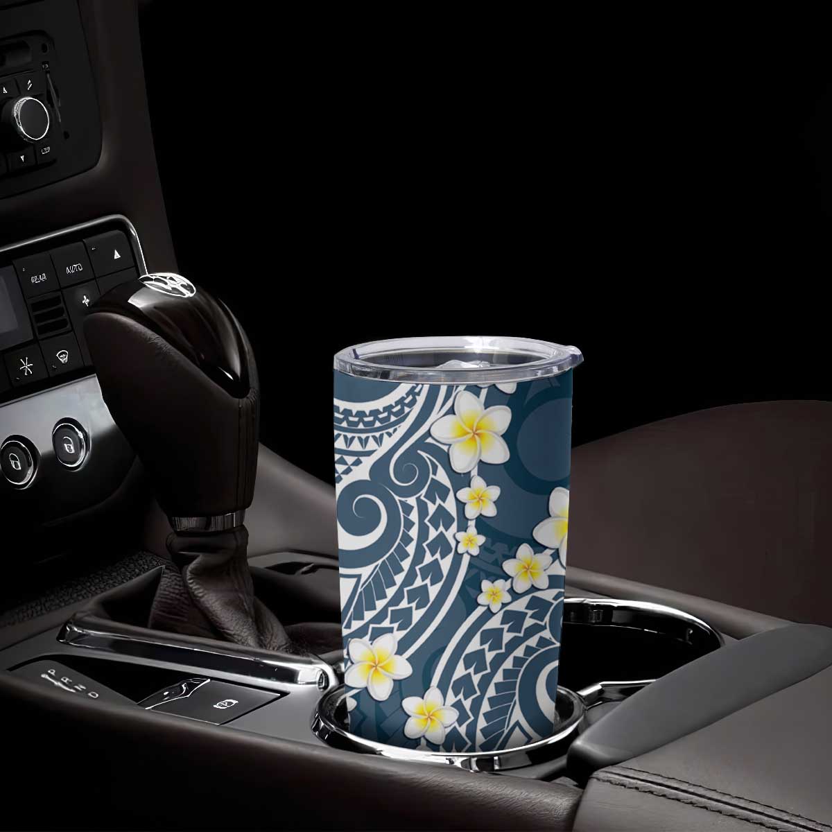 Plumeria With Blue Polynesian Tattoo Pattern Tumbler Cup LT05 - Polynesian Pride