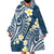 Plumeria With Blue Polynesian Tattoo Pattern Wearable Blanket Hoodie