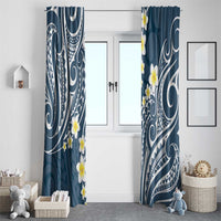 Plumeria With Blue Polynesian Tattoo Pattern Window Curtain LT05 - Polynesian Pride