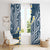 Plumeria With Blue Polynesian Tattoo Pattern Window Curtain