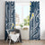 Plumeria With Blue Polynesian Tattoo Pattern Window Curtain