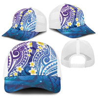 Plumeria With Galaxy Polynesian Tattoo Pattern Baseball Net Cap - Polynesian Pride