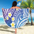 Plumeria With Galaxy Polynesian Tattoo Pattern Beach Blanket