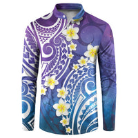 Plumeria With Galaxy Polynesian Tattoo Pattern Button Sweatshirt LT05 Galaxy - Polynesian Pride