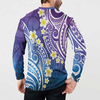Plumeria With Galaxy Polynesian Tattoo Pattern Button Sweatshirt LT05 - Polynesian Pride