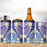 Plumeria With Galaxy Gradient Polynesian Tattoo Pattern 4 in 1 Can Cooler Tumbler