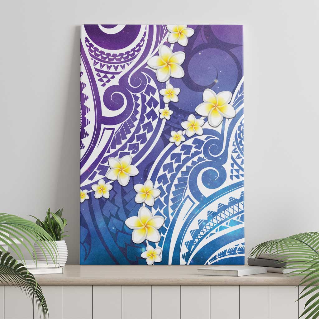 Plumeria With Galaxy Polynesian Tattoo Pattern Canvas Wall Art LT05 - Polynesian Pride