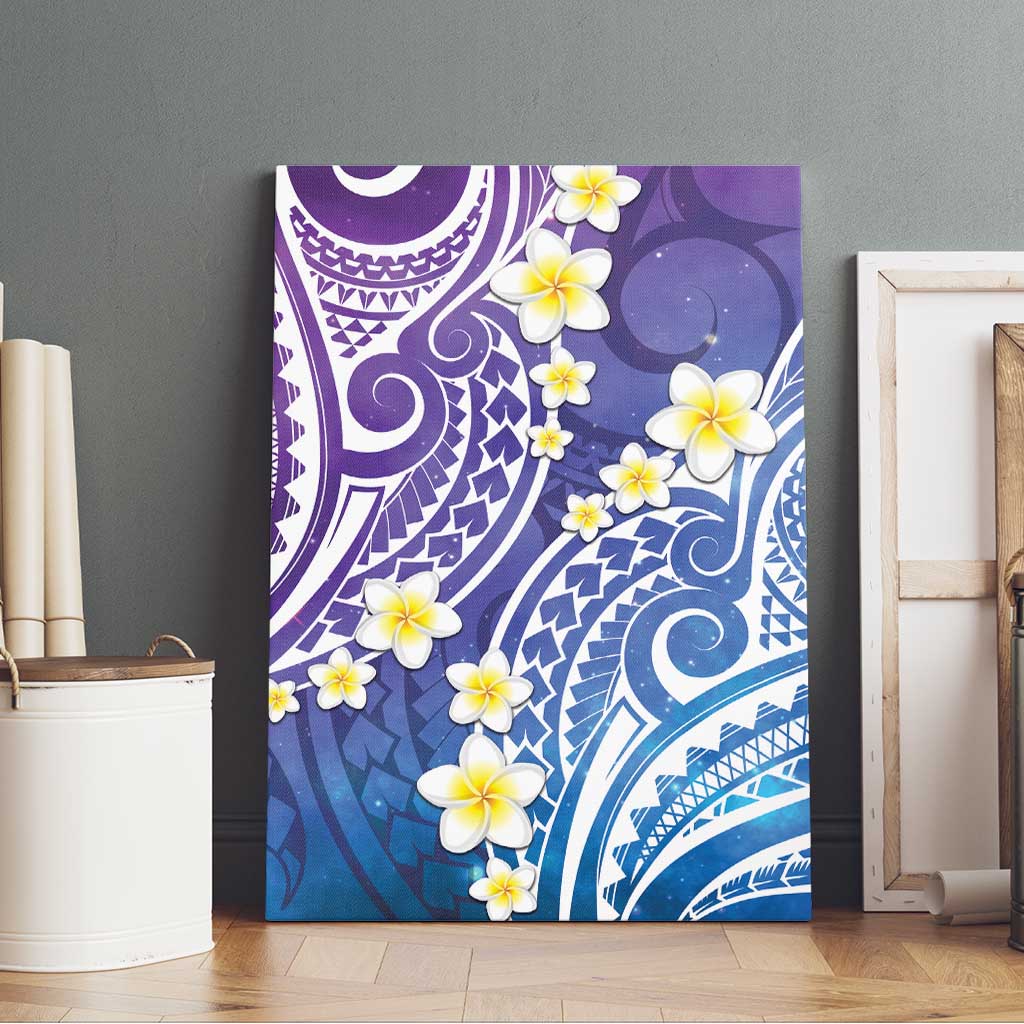 Plumeria With Galaxy Polynesian Tattoo Pattern Canvas Wall Art LT05 - Polynesian Pride