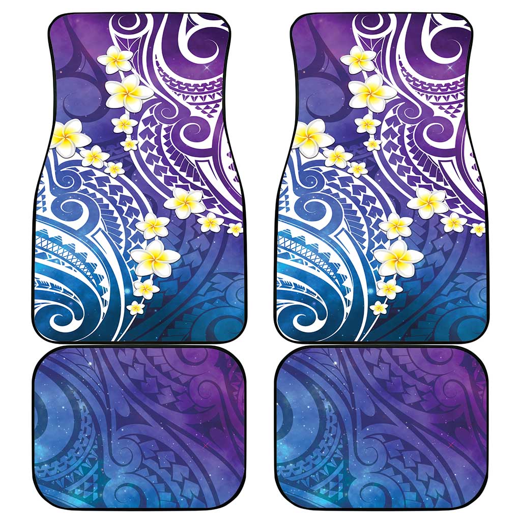 Plumeria With Galaxy Polynesian Tattoo Pattern Car Mats LT05 - Polynesian Pride