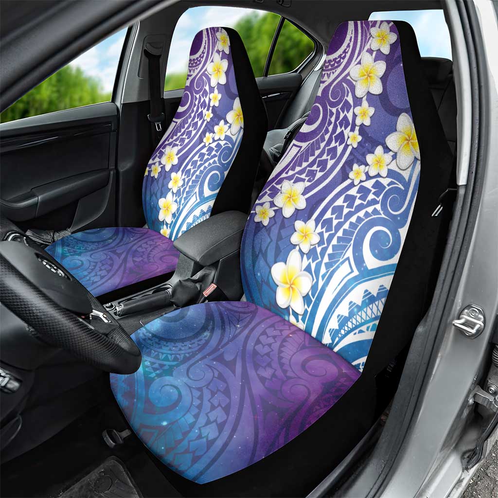 Plumeria With Galaxy Polynesian Tattoo Pattern Car Seat Cover