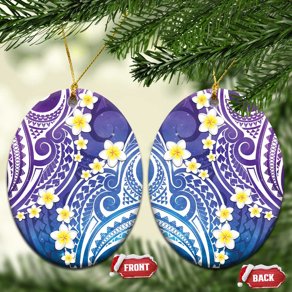Plumeria With Galaxy Polynesian Tattoo Pattern Ceramic Ornament LT05 Oval Galaxy - Polynesian Pride