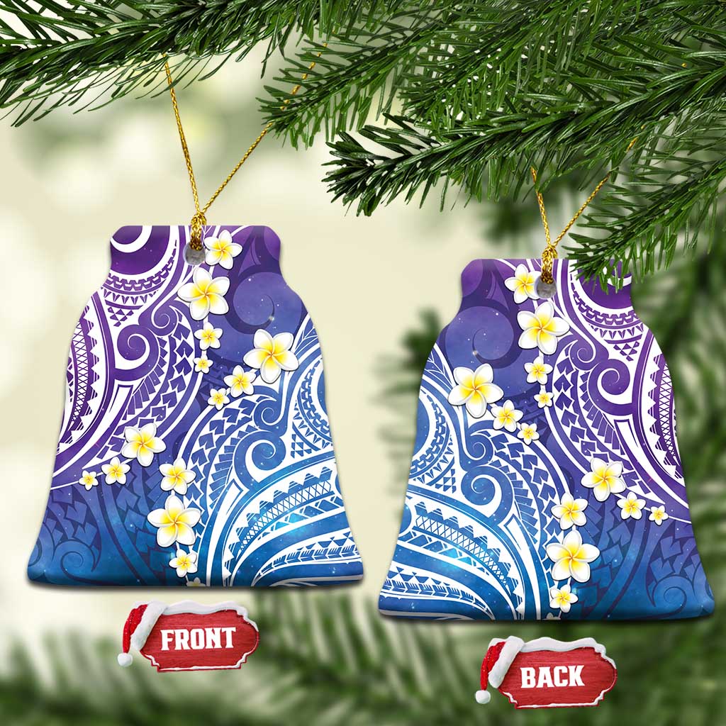 Plumeria With Galaxy Polynesian Tattoo Pattern Ceramic Ornament LT05 Bell Flake Galaxy - Polynesian Pride