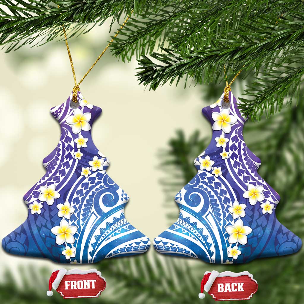 Plumeria With Galaxy Polynesian Tattoo Pattern Ceramic Ornament LT05 Christmas Tree Galaxy - Polynesian Pride