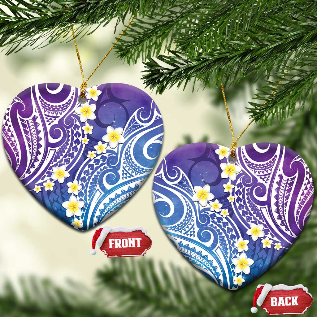 Plumeria With Galaxy Polynesian Tattoo Pattern Ceramic Ornament LT05 Heart Galaxy - Polynesian Pride