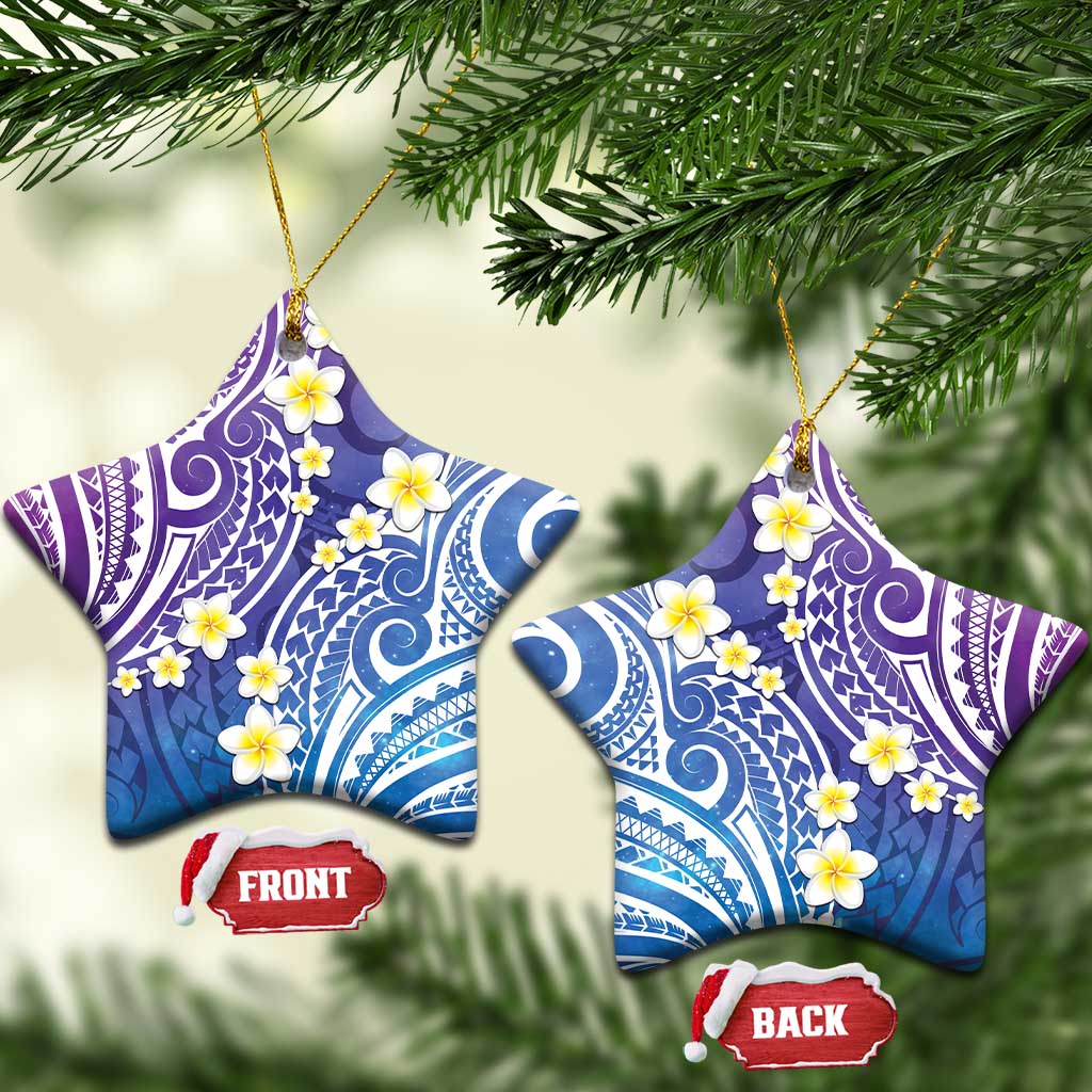 Plumeria With Galaxy Polynesian Tattoo Pattern Ceramic Ornament LT05 Star Galaxy - Polynesian Pride