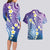 Plumeria With Galaxy Polynesian Tattoo Pattern Couples Matching Long Sleeve Bodycon Dress and Hawaiian Shirt