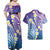 Plumeria With Galaxy Polynesian Tattoo Pattern Couples Matching Off Shoulder Maxi Dress and Hawaiian Shirt