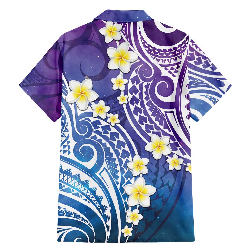 Plumeria With Galaxy Polynesian Tattoo Pattern Family Matching Long Sleeve Bodycon Dress and Hawaiian Shirt LT05 - Polynesian Pride