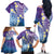 Plumeria With Galaxy Polynesian Tattoo Pattern Family Matching Off The Shoulder Long Sleeve Dress and Hawaiian Shirt