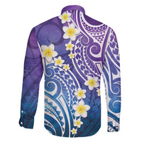Plumeria With Galaxy Polynesian Tattoo Pattern Family Matching Off Shoulder Maxi Dress and Hawaiian Shirt LT05 - Polynesian Pride