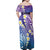 Plumeria With Galaxy Polynesian Tattoo Pattern Family Matching Off Shoulder Maxi Dress and Hawaiian Shirt