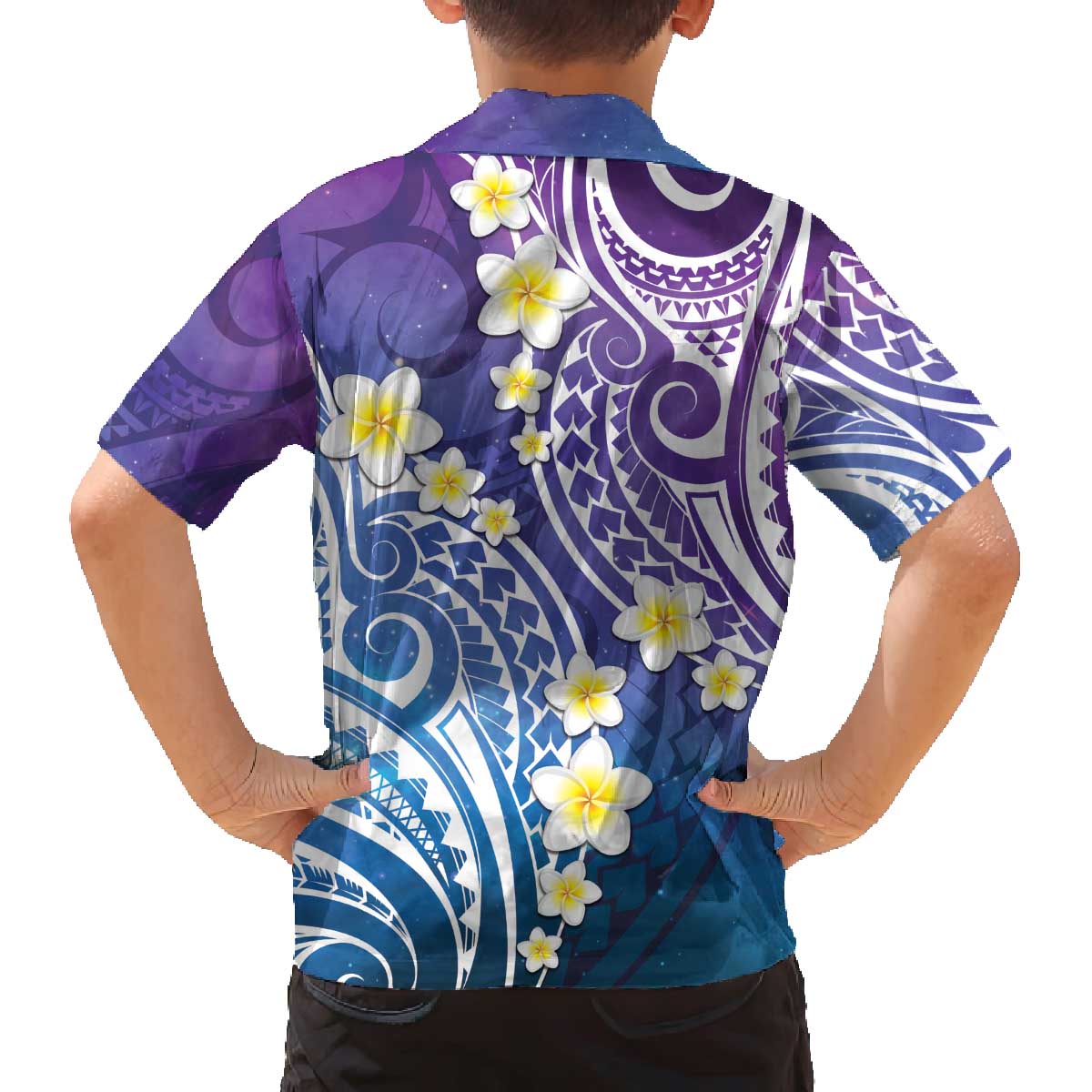 Plumeria With Galaxy Polynesian Tattoo Pattern Family Matching Puletasi and Hawaiian Shirt LT05 - Polynesian Pride