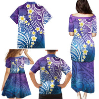Plumeria With Galaxy Polynesian Tattoo Pattern Family Matching Puletasi and Hawaiian Shirt LT05 - Polynesian Pride
