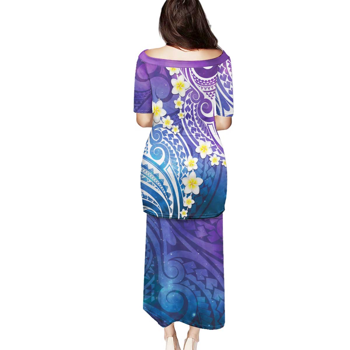 Plumeria With Galaxy Polynesian Tattoo Pattern Family Matching Puletasi and Hawaiian Shirt LT05 - Polynesian Pride