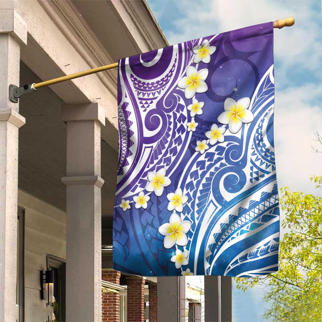 Plumeria With Galaxy Polynesian Tattoo Pattern Garden Flag LT05 House Flag Galaxy - Polynesian Pride