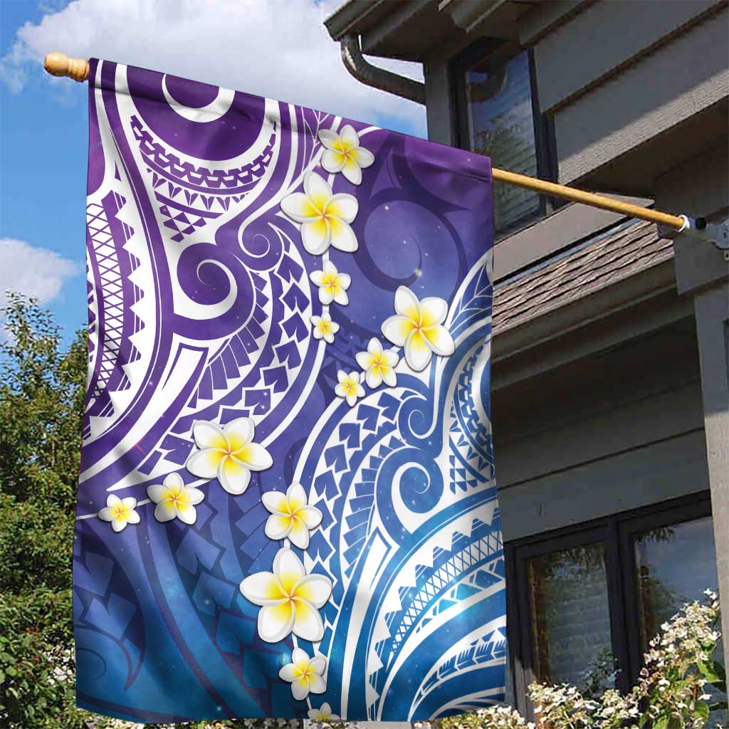 Plumeria With Galaxy Polynesian Tattoo Pattern Garden Flag LT05 - Polynesian Pride