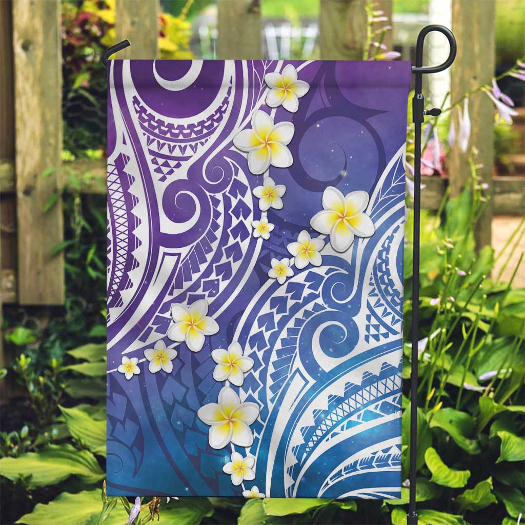 Plumeria With Galaxy Polynesian Tattoo Pattern Garden Flag LT05 Garden Flag Galaxy - Polynesian Pride