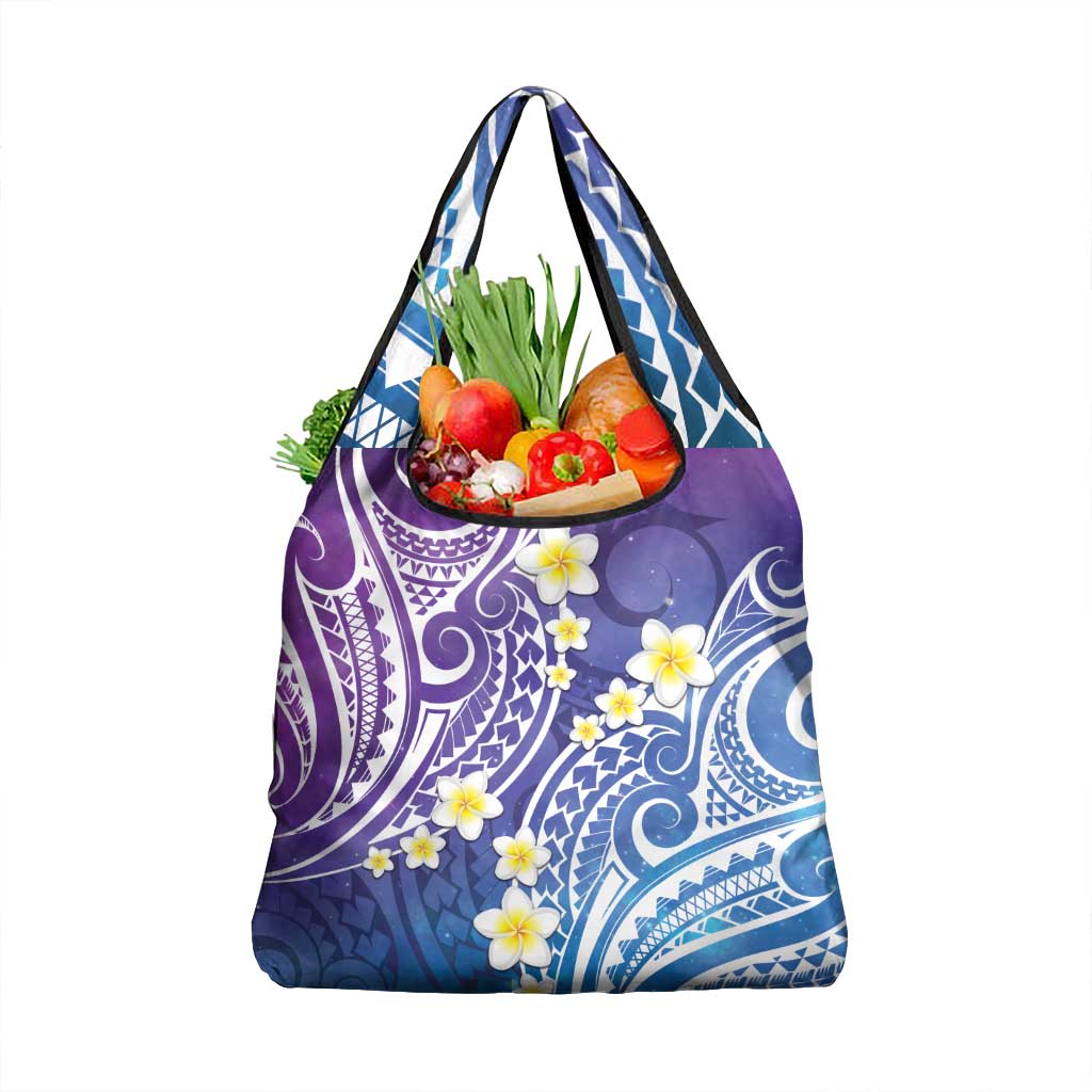 Plumeria With Galaxy Polynesian Tattoo Pattern Grocery Bag LT05 1-pack One Size Galaxy - Polynesian Pride