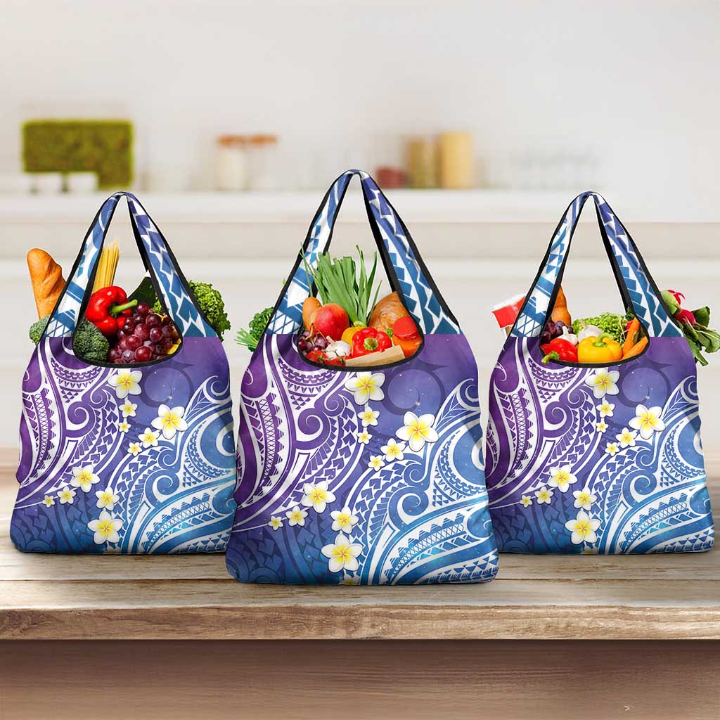 Plumeria With Galaxy Polynesian Tattoo Pattern Grocery Bag LT05 3-pack One Size Galaxy - Polynesian Pride