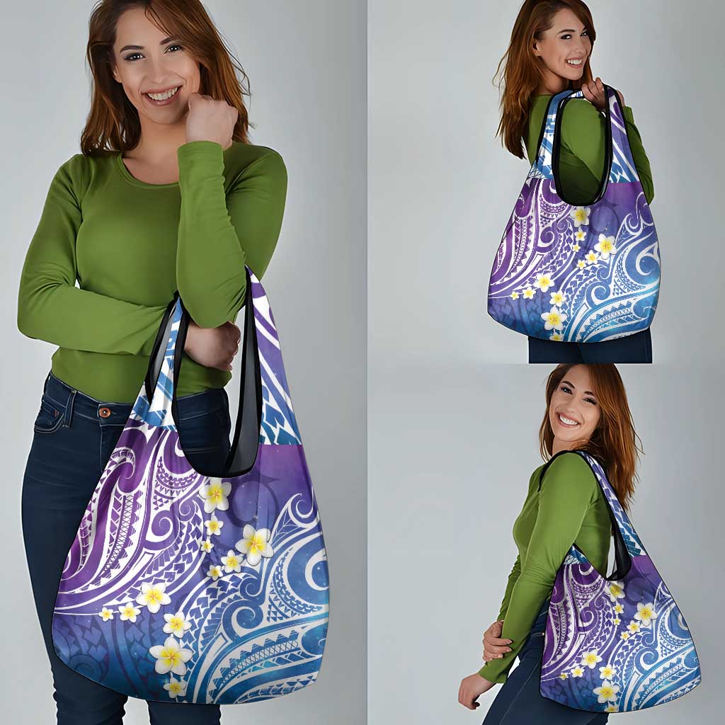 Plumeria With Galaxy Polynesian Tattoo Pattern Grocery Bag LT05 - Polynesian Pride