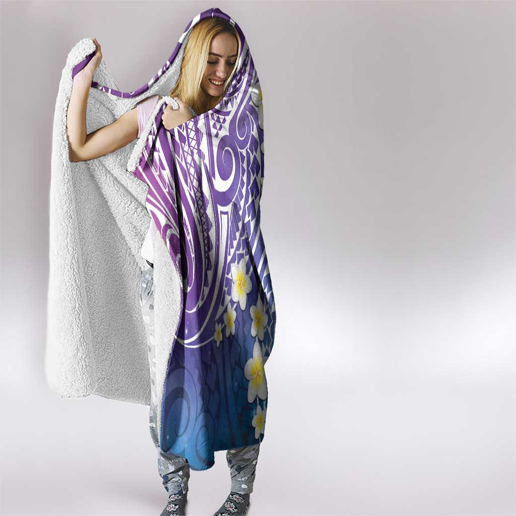 Plumeria With Galaxy Polynesian Tattoo Pattern Hooded Blanket LT05 - Polynesian Pride