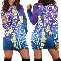 Plumeria With Galaxy Polynesian Tattoo Pattern Hoodie Dress LT05 - Polynesian Pride