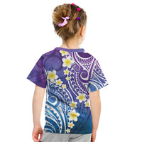 Plumeria With Galaxy Polynesian Tattoo Pattern Kid T Shirt