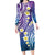 Plumeria With Galaxy Polynesian Tattoo Pattern Long Sleeve Bodycon Dress