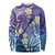 Plumeria With Galaxy Polynesian Tattoo Pattern Long Sleeve Shirt