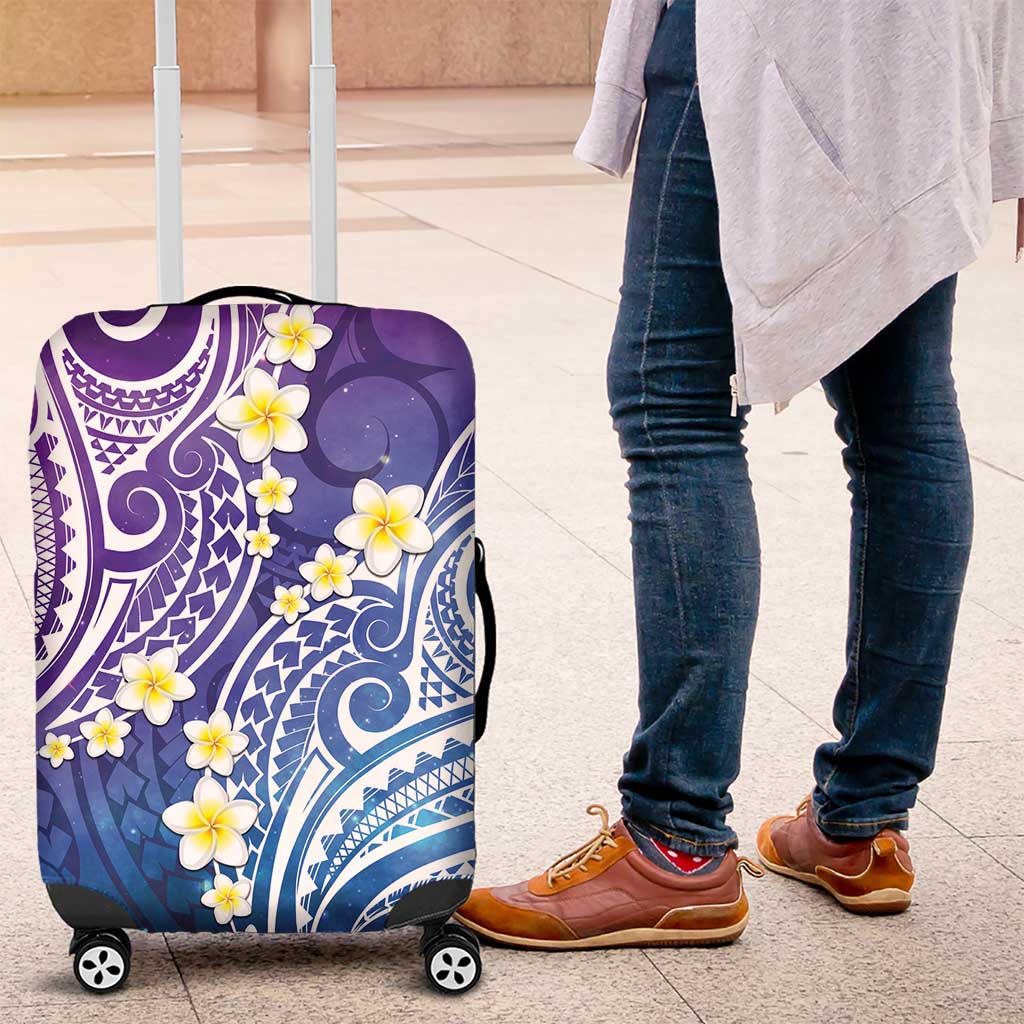 Plumeria With Galaxy Polynesian Tattoo Pattern Luggage Cover